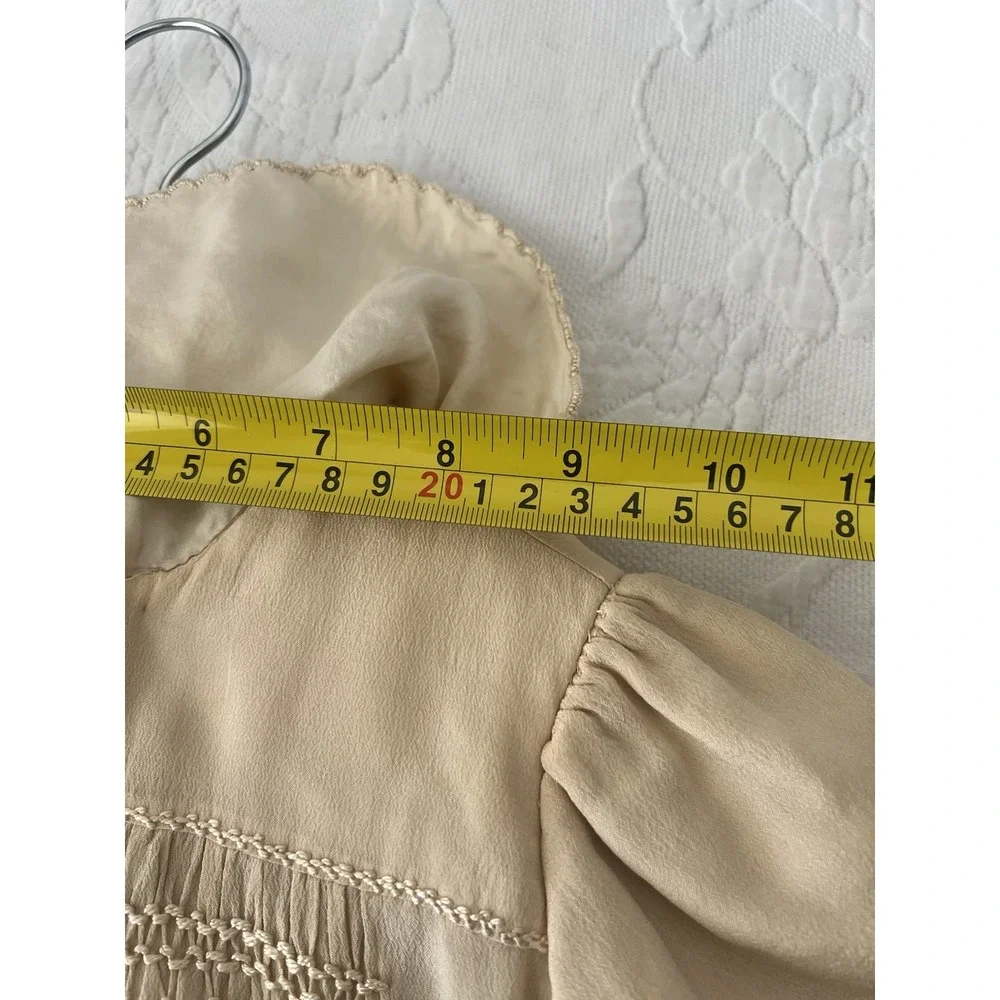 Antique Silk Dress Coat Robe Embroidered Gown Baby Cream Lined Handmade